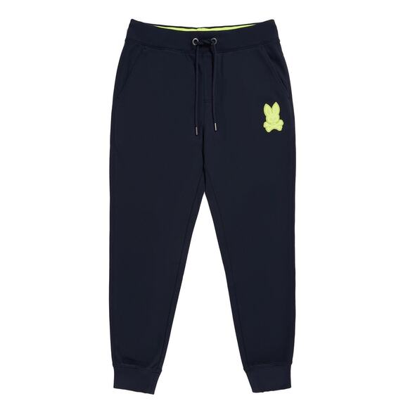 NWT Psycho Bunny Cleveland Chainstitch Sweatpants - Navy Neon Size Medium - Picture 1 of 7